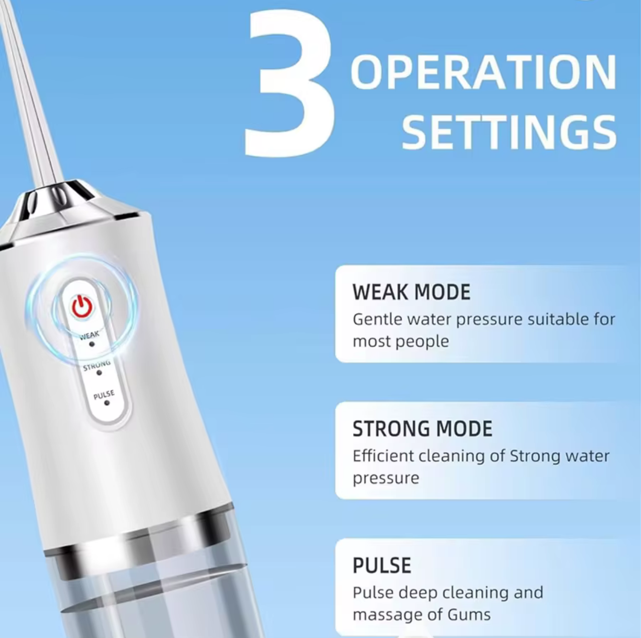 Cordless Water Flosser – 220ml Water Tank | IPX7 Waterproof | 4 Pressure Modes