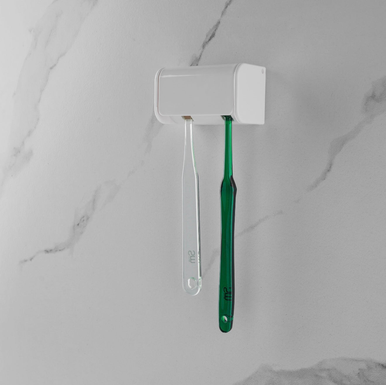 Wall-Mounted Toothbrush Holder with Cover – Small (2 Slots)