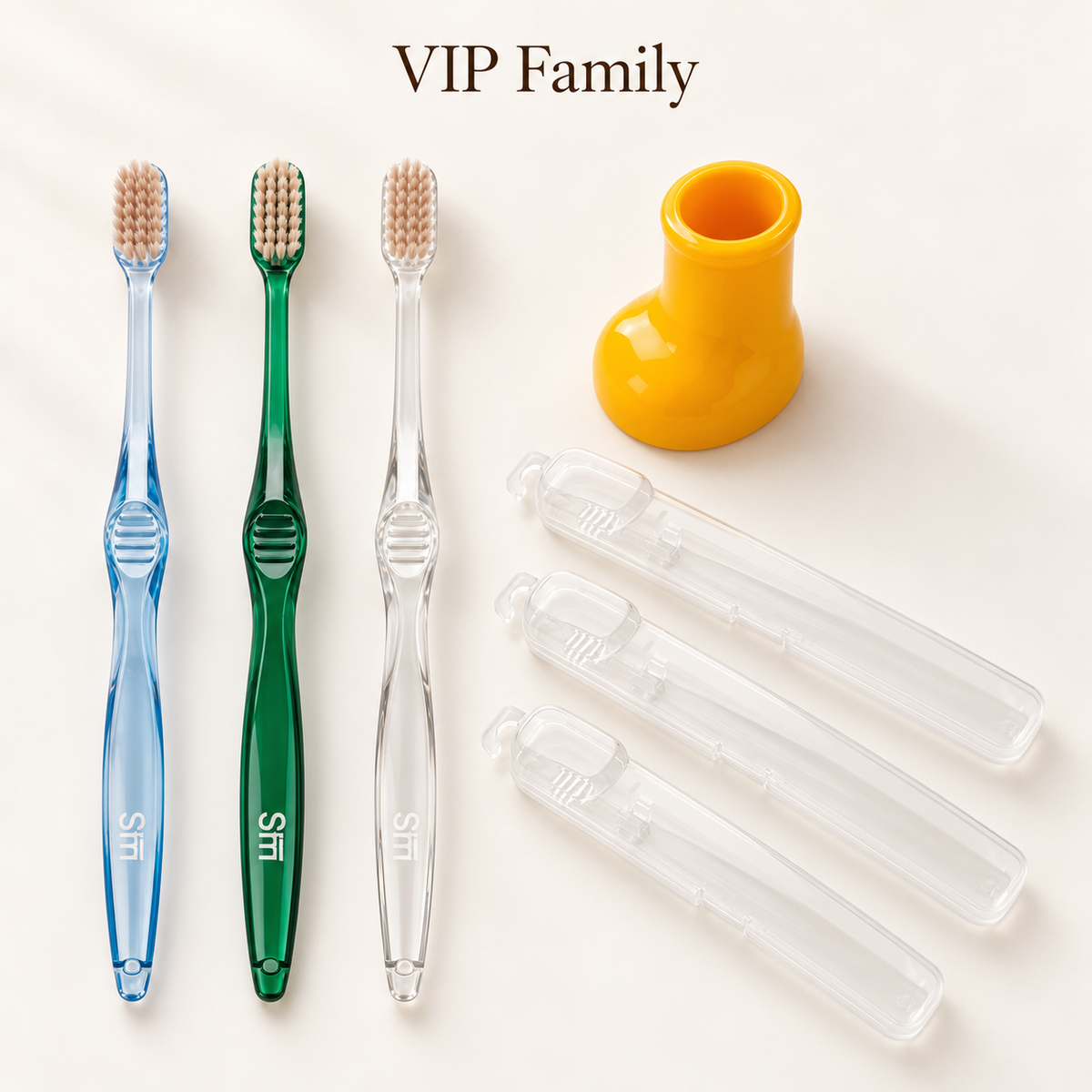 B14 VIP Family — 3 Classic Toothbrushes + VIP Holder + 3 Covers