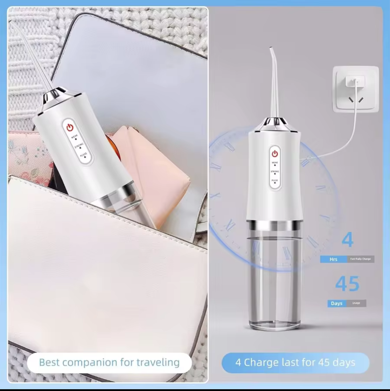 Cordless Water Flosser – 220ml Water Tank | IPX7 Waterproof | 4 Pressure Modes