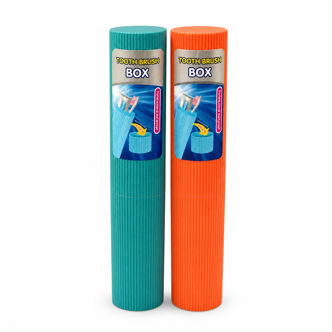 Duo-Tone Ribbed Travel Toothbrush Case Set – Portable &amp; Stylish Oral Care Protect