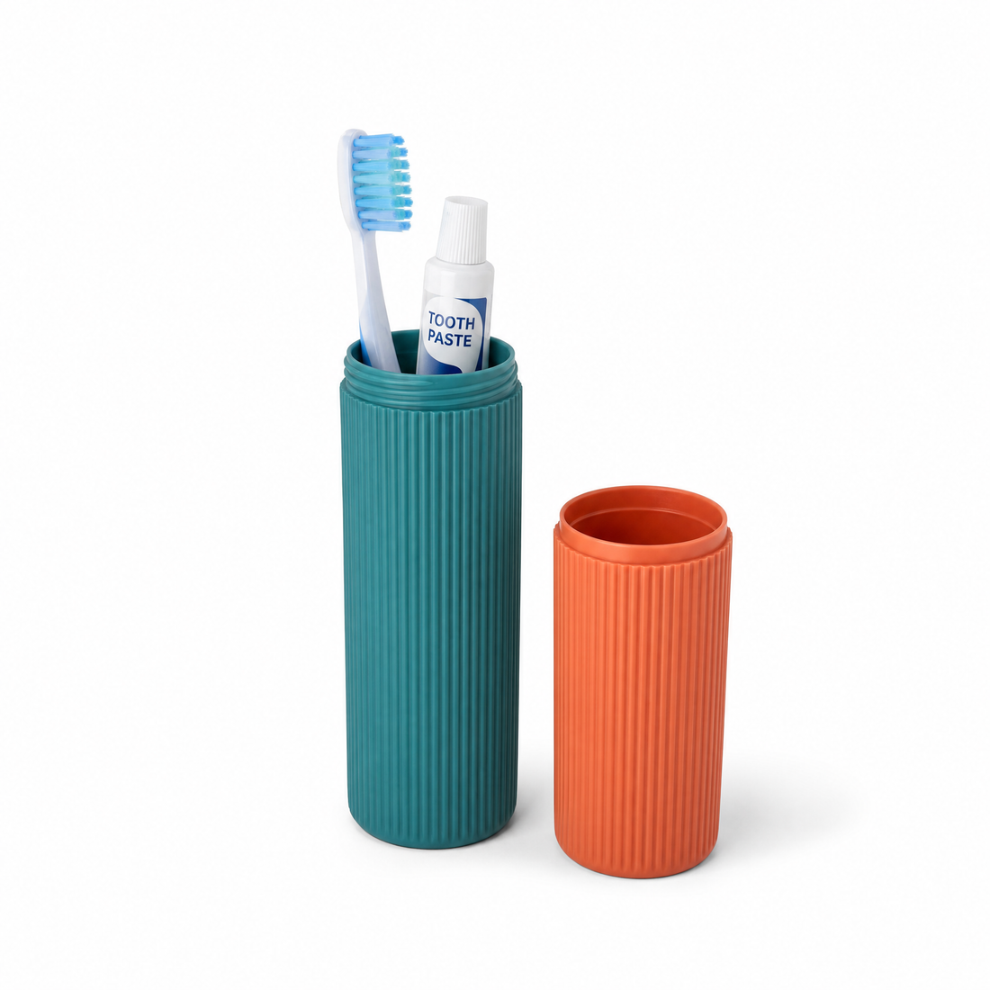 Duo-Tone Ribbed Travel Toothbrush Case Set – Portable &amp; Stylish Oral Care Protect