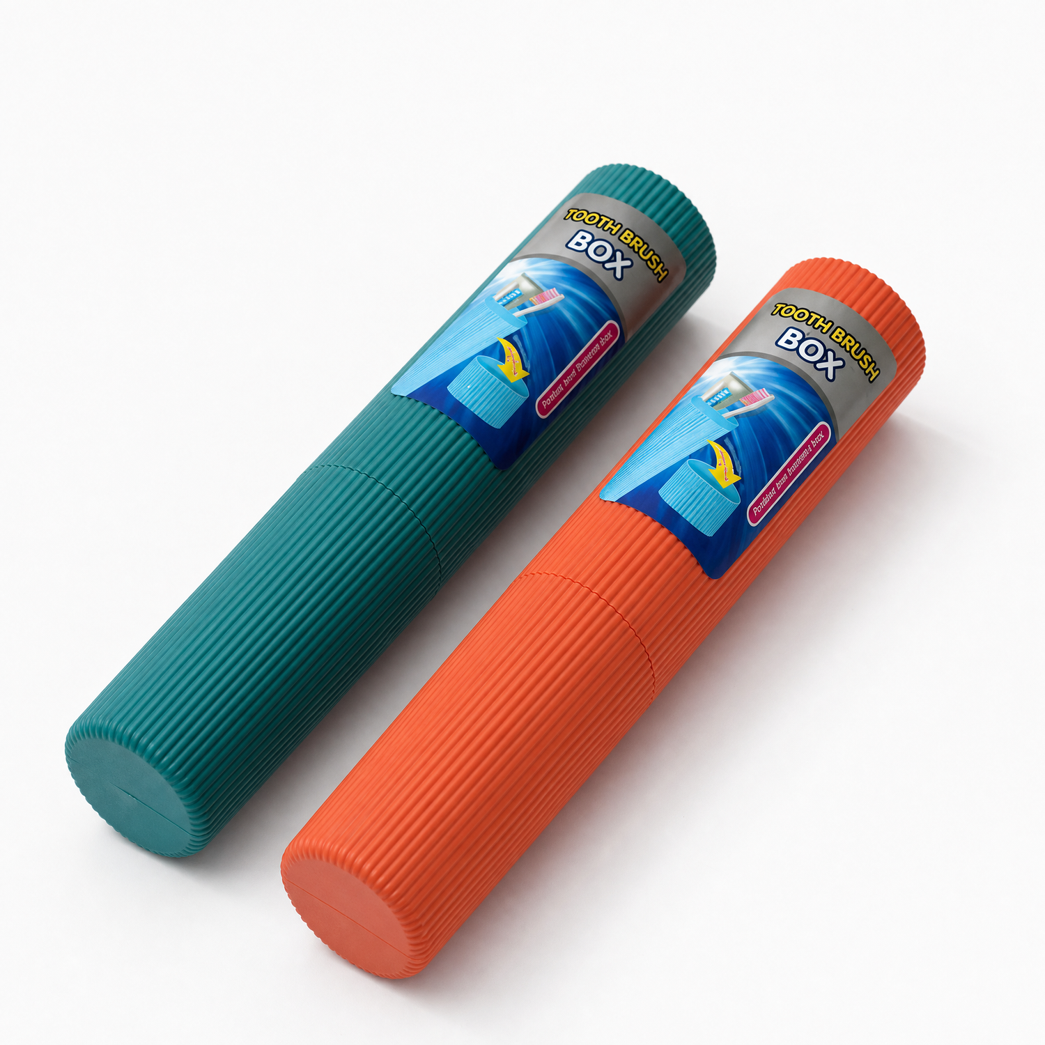 Duo-Tone Ribbed Travel Toothbrush Case Set – Portable &amp; Stylish Oral Care Protect