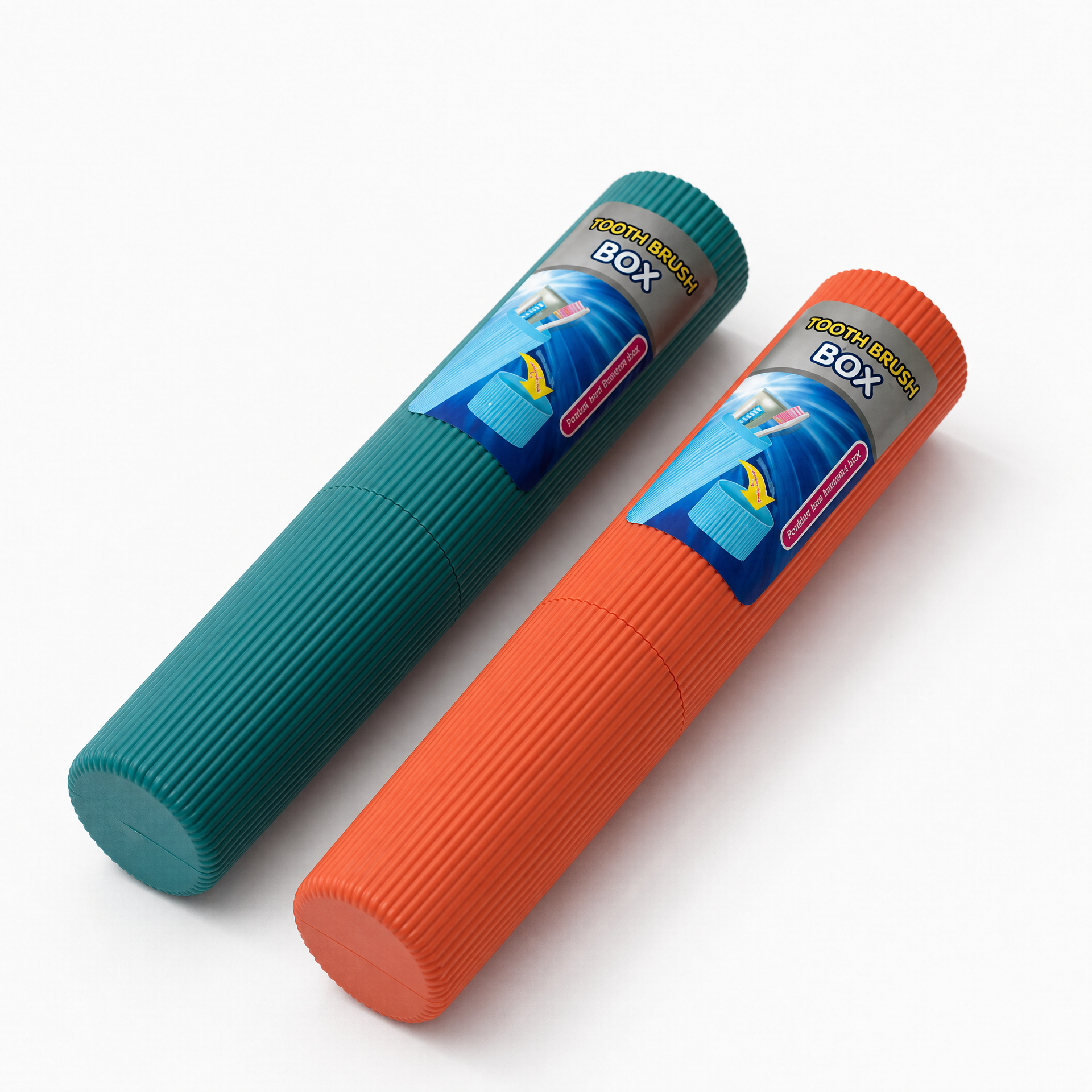 Duo-Tone Ribbed Travel Toothbrush Case Set – Portable &amp; Stylish Oral Care Protect