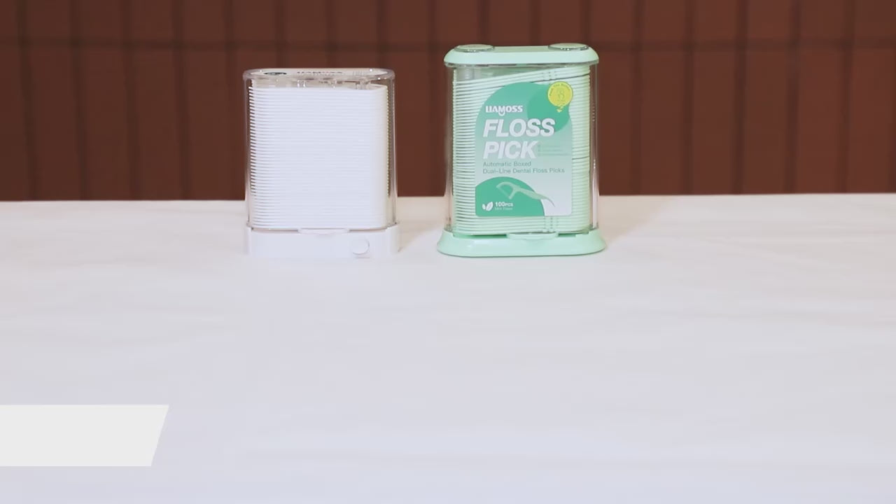 Mint Double-Line Dental Floss Picks – Automatic Pop-Up Dispenser | Dual Thread Flossers