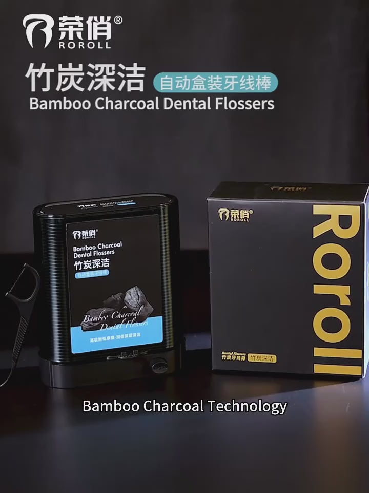 Bamboo Charcoal Dental Floss Picks – Disposable Tooth Flossers | 1-Line Floss | Deep Cleaning